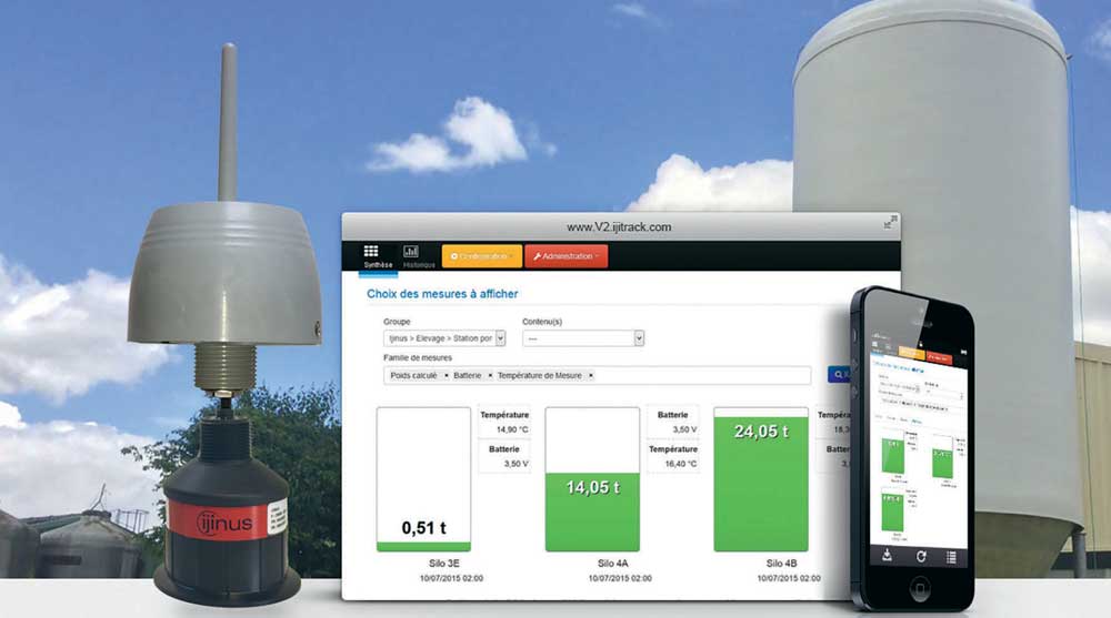 Des capteurs sans fil installés sur les silos permettent d’avoir un inventaire du stock d’aliments en temps réel, avec précision et en toute sécurité, sans avoir à monter sur les silos. - Illustration Nouvelles technologies : la compétence bretonne