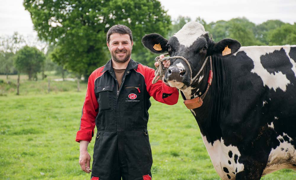 Samuel Morin et Ibiza s’apprêtent à fouler le rng du concours régional Prim’Holstein ce samedi au salon des Terralies à Saint-Brieuc. - Illustration Concours Prim&rsquo;Hosltein : au carrefour des plus belles vaches bretonnes