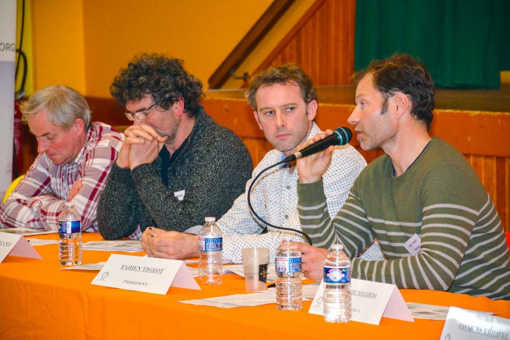 De droite à gauche : Fabien Tigeot, président, Jean-Charles Métayer, Pascal Le Normand et Jean-Luc Gicquel, lors de l'assemblée générale du Gab, la semaine dernière à Moréac. - Illustration Bio : Un marché qui reste porteur