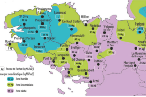 Carte de la pousse de l'herbe en Bretagne du 16 au 23 septembre 2024