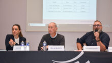Sandrine Bernard, directrice du groupement porc d’Eureden ; Michel Bloc’h, président ; Emmanuel Esnaud, président région Est