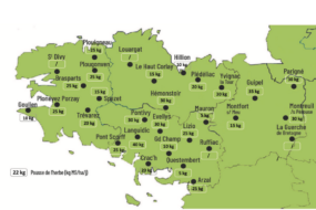 Carte de la pousse de l'herbe en Bretagne du 8 au 14 octobre 2024