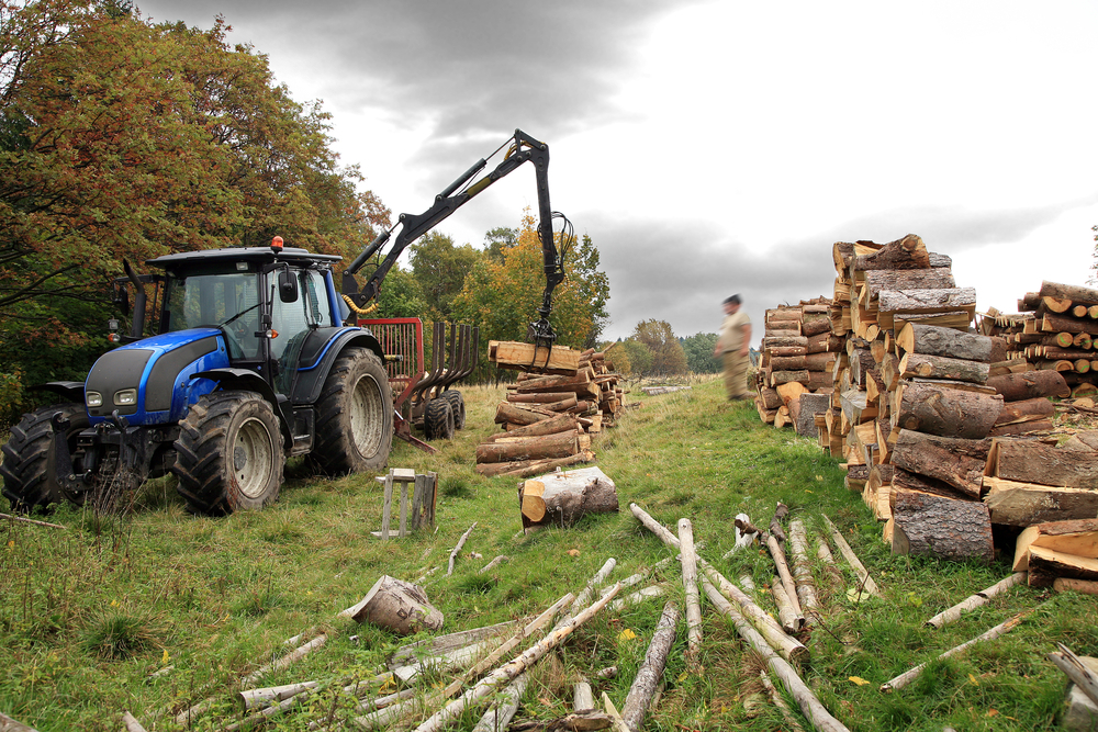 Un chantier de bûcheronnage avec du matériel agricole - Illustration Matériel agricole : sans conformité, pas d’assurance !
