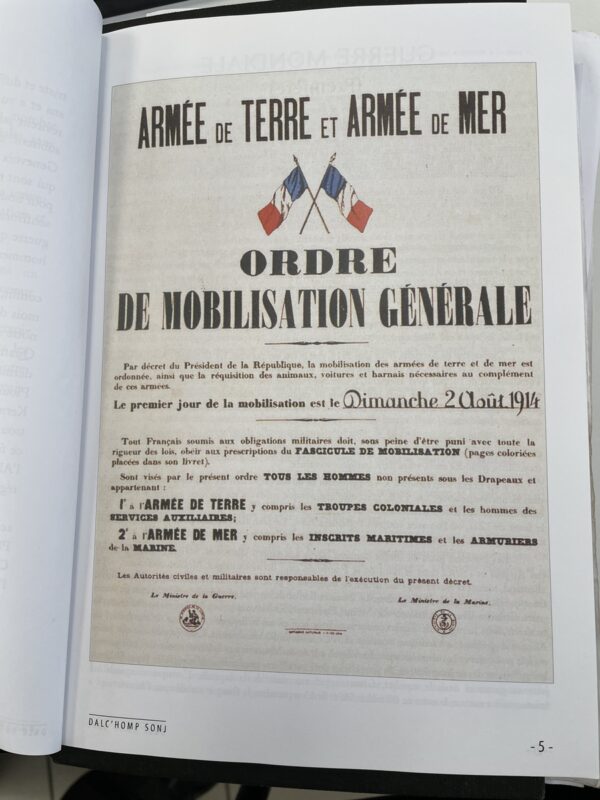 Ordre de mobilisation générale datée  du 2 août 1914.