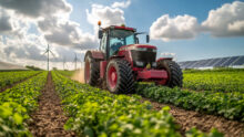 Tracteur qui travaille dans un champ