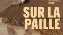 Affiche du film documentaire Sur la paille avec un cochon dans de la paille et un tracteur labourant un champ