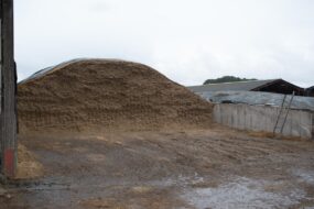 Un silo d'ensilage sur un élevage laitier.