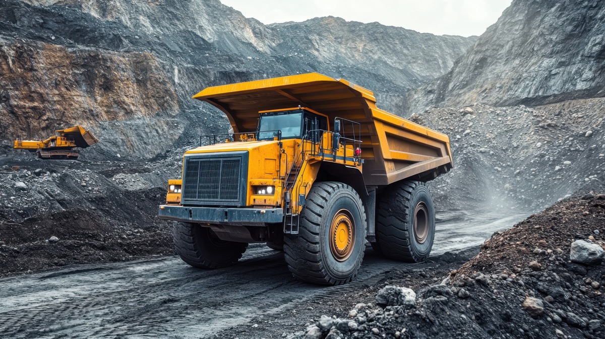 Un camion dans une mine - Illustration Les projets miniers  dans le collimateur de la Conf’