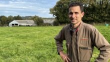 Un agriculteur dans une pâture