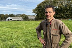 Un agriculteur dans une pâture