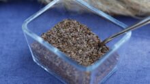 Graines de lin dans boite alimentaire