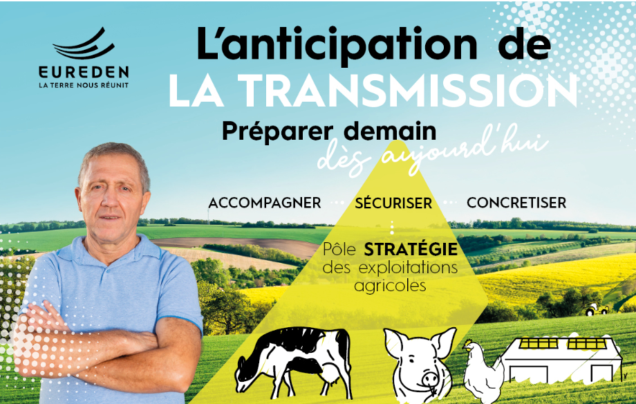 UNe affiche pour l'anticipation de la transmission des exploitations agricoles - Illustration Préparer demain dès aujourd’hui : L’anticipation de la Transmission