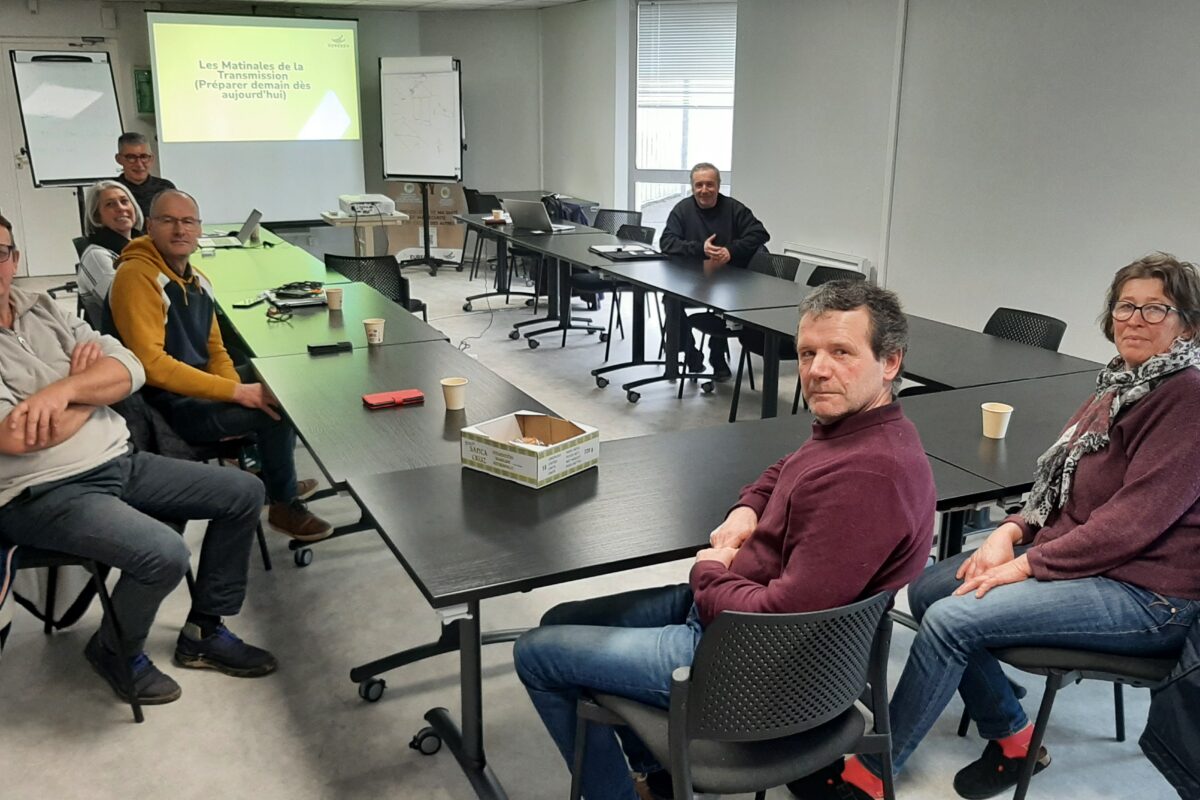 Des personnes dans une salle de réunion - Illustration Les Matinales de la Transmission 