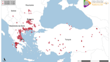 Carte situant les foyers de clavelée en Grèce
